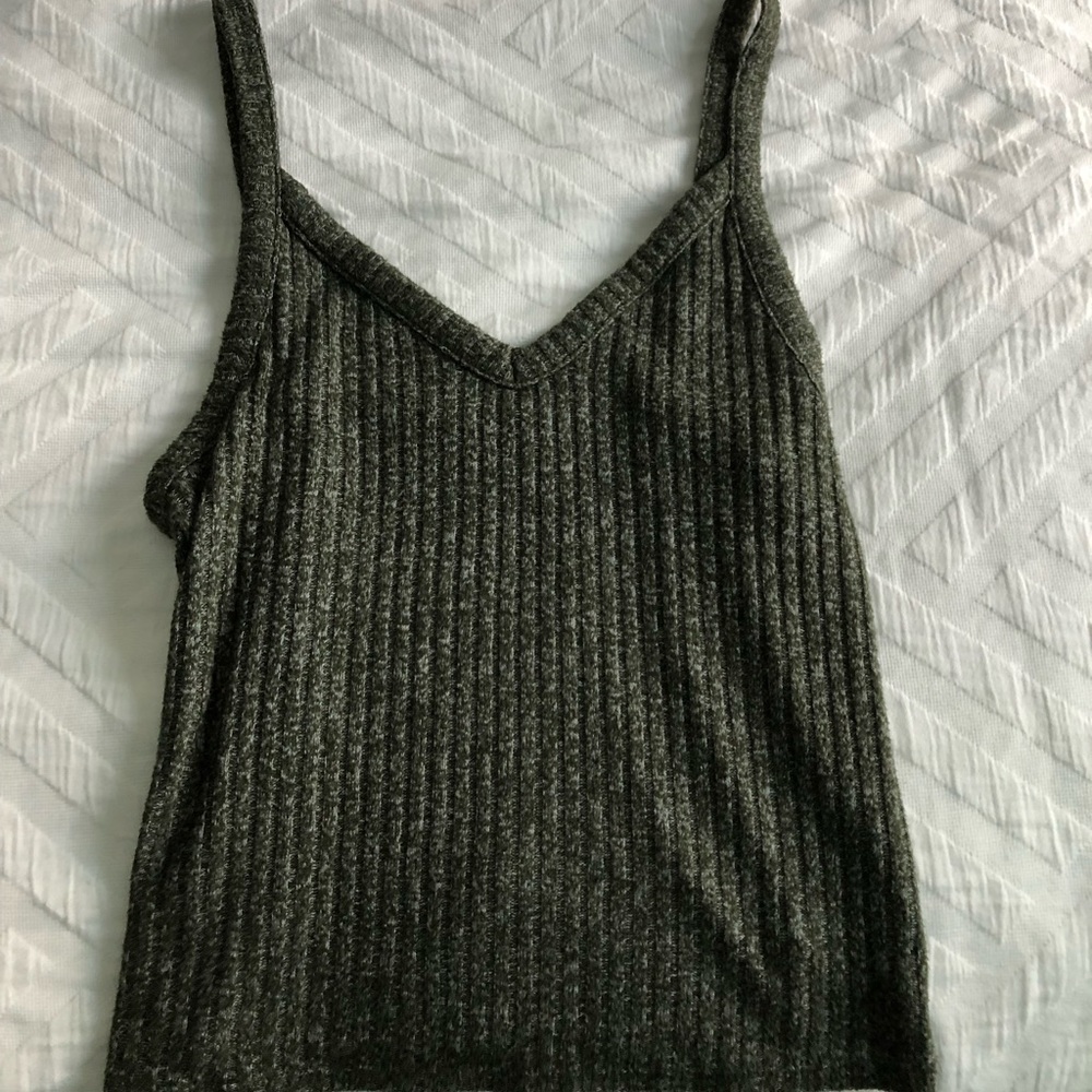 green ribbed tank top